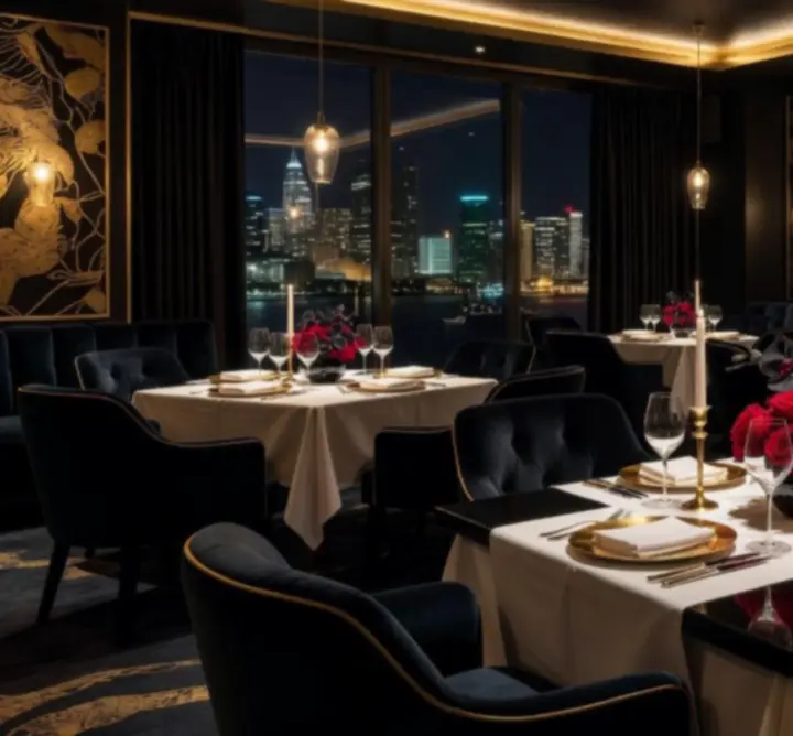 Ambient luxury restaurant reservation table at Gambit Crown Dining in Sydney