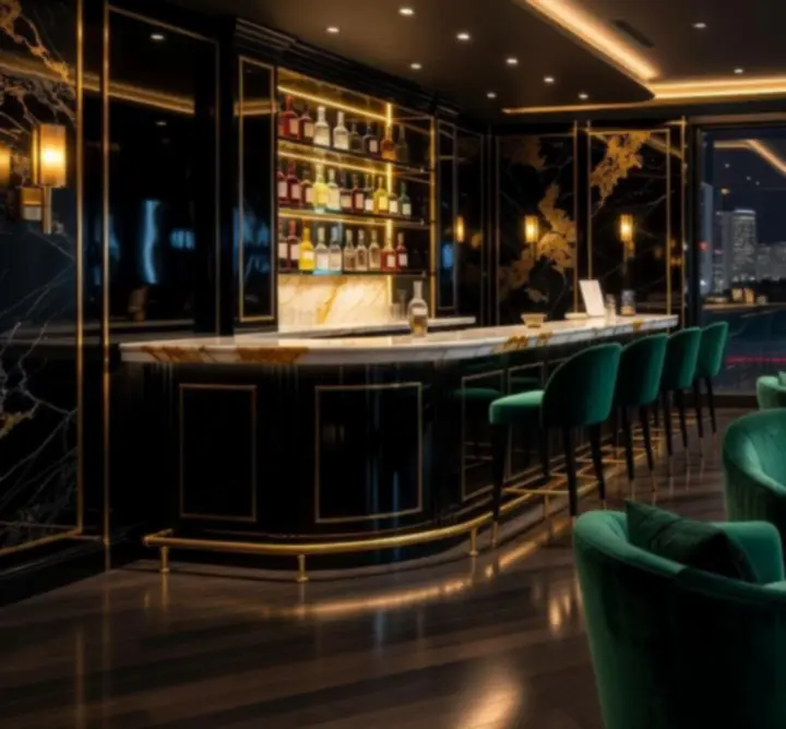 Ultra-exclusive VIP lounge with plush seating and intimate lighting
